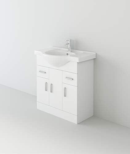 VeeBath Linx White Bathroom Furniture Combination Set with Vanity Basin Cabinet WC Toilet Unit Pan Cistern Pack (1250mm)