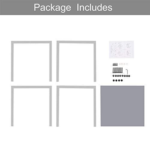 Jooli Glass Table and Chairs Set 4, 75cm Square Table with 4 Faux Leather High Back Chairs Modern Dining Room Sets for Home Kitchen Office, Grey