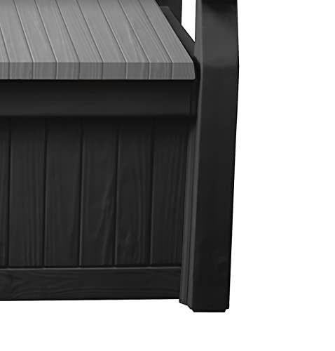 Keter Eden Bench 265L Outdoor Garden Storage Box Garden Furniture - Graphite and Grey