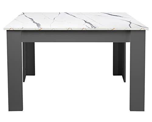 Table and Chairs Set 6, Dining Table Set, Pu Leather Dining Room Chairs and 17mm Thick Table Top 140 x 80 cm Long Wooden Dining Table Modern Design Dining Table Set For Home Kitchen Furniture