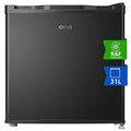 CHiQ CSD31D4EU, 31L, Mini Fridge Freezer, E, Dual Purpose, 0°C to 10°C, -18°C to -24°C, 4 Star Freezing, for TableTop, 12-Year Compressor Service, Black, 2023 New
