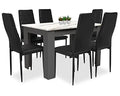 Table and Chairs Set 6, Dining Table Set, Pu Leather Dining Room Chairs and 17mm Thick Table Top 140 x 80 cm Long Wooden Dining Table Modern Design Dining Table Set For Home Kitchen Furniture