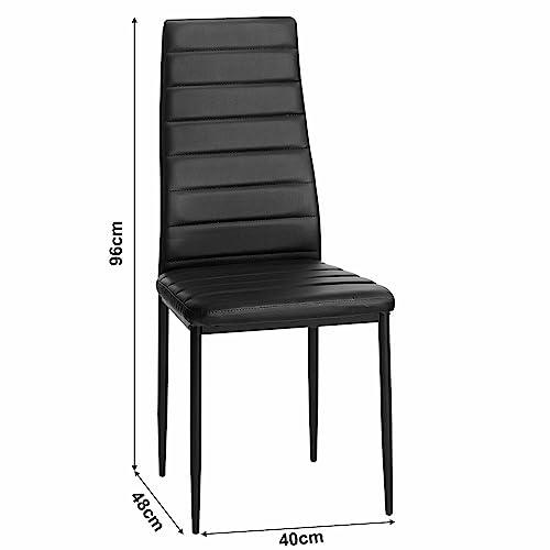 Table and Chairs Set 6, Dining Table Set, Pu Leather Dining Room Chairs and 17mm Thick Table Top 140 x 80 cm Long Wooden Dining Table Modern Design Dining Table Set For Home Kitchen Furniture