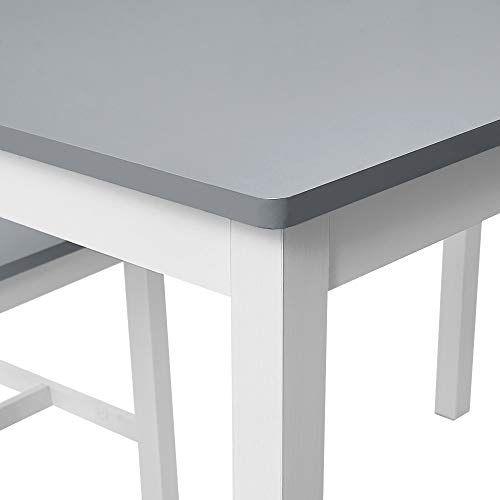 Panana Wooden Dining Table with 4 Chairs Sets Contemporary Dining Room Furniture Table Chairs Set (White and Grey)