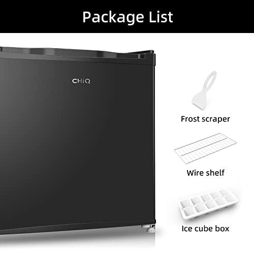 CHiQ CSD31D4EU, 31L, Mini Fridge Freezer, E, Dual Purpose, 0°C to 10°C, -18°C to -24°C, 4 Star Freezing, for TableTop, 12-Year Compressor Service, Black, 2023 New