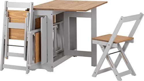 Seconique Santos Butterfly Folding Dining Set, Grey, Grey & Pine