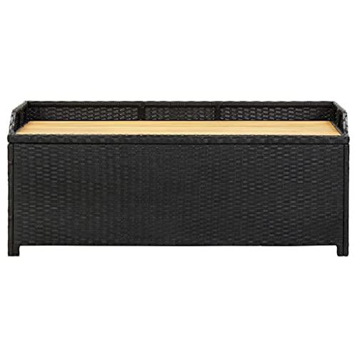 vidaXL Garden Storage Bench Poly Rattan Outdoor Cabinet Multi Box Garden Patio Bench Cushion Storage Box Chest Container 120cm Black