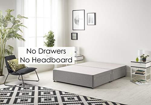 Bed Centre Tweed Gray Flexby Divan Bed Base - Headboard And Storage Drawer (Single, Small Double, Double, King and Super King Size (King, Divan Base Only)