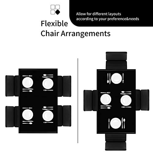 paonne Glass Dining Table Chair Set 4, 5Pcs Dining Room Set 4, Glass Rectangular Table with PU Leather Chairs Modern Home Kitchen Furniture Set (211 Table with 8514 Gray)