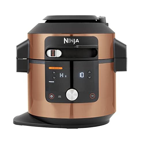 Ninja Foodi MAX Multi Cooker with SmartLid, 14 Cooking Functions in 1, 7.5L 14in1 Multi-Cooker, Pressure Cooker, Air Fryer, Combi-Steam, Slow Cook, Bake, Grill, Copper/Black Amazon Exclusive OL650UKCP