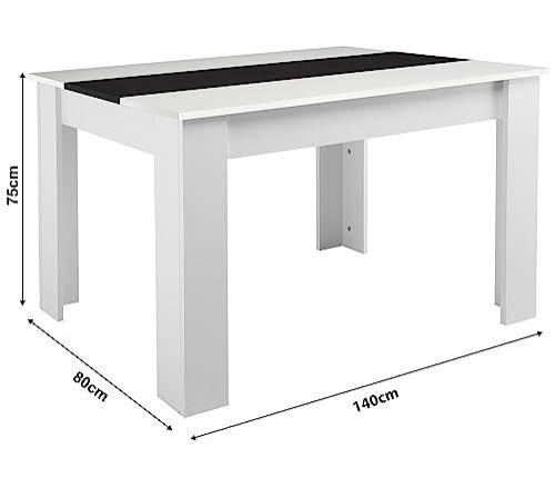 Blisswood Dining Table Set, Dining Table And Chair Set 6, Pu Leather Dining Room Chairs and 17mm Thick Table Top 140 x 80 cm Long Wooden Dining Table Modern Design Dining Table Set