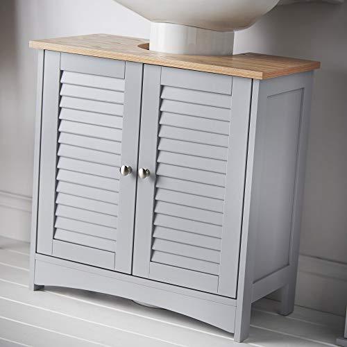 CARME Atlanta 3 Piece Set Bathroom Furniture Free Standing Under Sink Storage Wall Mounted Medicine Cabinet with Mirror Modern Toilet Paper Holder Grey