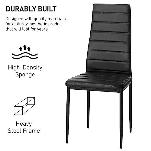 Table and Chairs Set 6, Dining Table Set, Pu Leather Dining Room Chairs and 17mm Thick Table Top 140 x 80 cm Long Wooden Dining Table Modern Design Dining Table Set For Home Kitchen Furniture