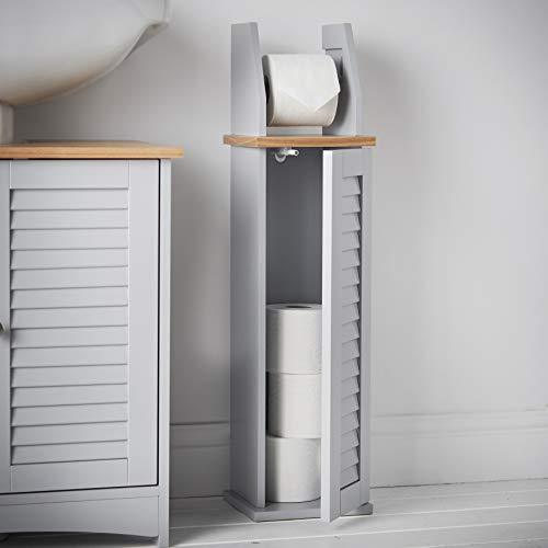 CARME Atlanta 3 Piece Set Bathroom Furniture Free Standing Under Sink Storage Wall Mounted Medicine Cabinet with Mirror Modern Toilet Paper Holder Grey