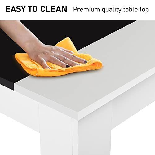 Blisswood Dining Table Set, Dining Table And Chair Set 6, Pu Leather Dining Room Chairs and 17mm Thick Table Top 140 x 80 cm Long Wooden Dining Table Modern Design Dining Table Set