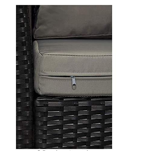 EVRE 4 Seater Rattan Garden Furniture Sofa Armchair Roma Set with Coffee Table Wicker Weave Conservatory (Black With Premium Cover)