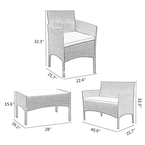 Panana Rattan Garden Furniture 4 Piece Set Table Sofa Chair Patio Outdoor Conservatory Indoor Mixed Grey