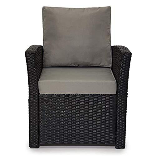 EVRE 4 Seater Rattan Garden Furniture Sofa Armchair Roma Set with Coffee Table Wicker Weave Conservatory (Black With Premium Cover)