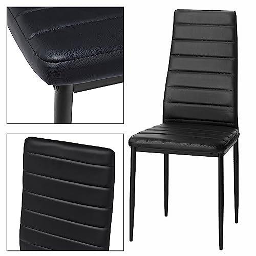 Blisswood Dining Table Set, Dining Table And Chair Set 6, Pu Leather Dining Room Chairs and 17mm Thick Table Top 140 x 80 cm Long Wooden Dining Table Modern Design Dining Table Set