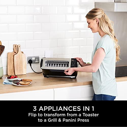 Ninja Foodi 3-in-1 Toaster, Grill & Panini Press [ST200UK] 7 Cooking Functions, 7 Toast Shades, Panini Press, Bake Tray, Flip Design, Black