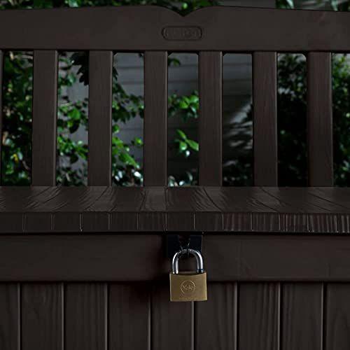 GARDEN BENCH + UNDER STORAGE KETER 140CM RESIN PATIO FURNITURE 265L LOCKABLE