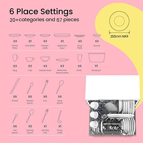 COMFEE' KWH-TD602E-W Freestanding Compact Dishwasher, LED display, 6.5 liters, White, Noise level: decibels 47