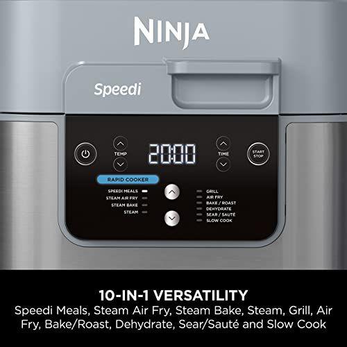 Ninja Speedi 10-in-1 Rapid Cooker, Air Fryer and Multi Cooker, 5.7L, Meals for 4 in 15 Minutes, Air Fry, Steam, Grill, Bake, Roast, Sear, Slow Cook & More, Cooks 4 Portions, Sea Salt Grey, ON400UK