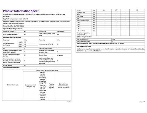 Subcold Super35 LED - Mini Fridge | 35L Glass Door Beer, Wine & Drinks Fridge | LED Light + Lock and Key | Energy Efficient (Black)