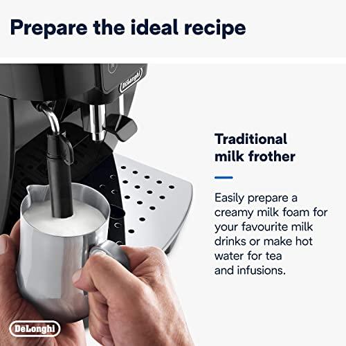 De'Longhi Magnifica Start ECAM222.20.B, Automatic Coffee Machine with Milk Nozzle, Bean to Cup Espresso Machine with 4 One-Touch Recipes, Soft-Touch Control Panel, 1450W, Black