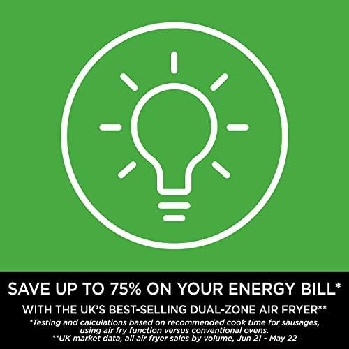 Ninja Foodi Dual Zone Digital Air Fryer, 2 Drawers, 7.6L, 6-in-1, Uses No Oil, Air Fry, Max Crisp, Roast, Bake, Reheat, Dehydrate, Cooks 4-6 Portions, Non-Stick, Dishwasher Safe Baskets, Black AF300UK