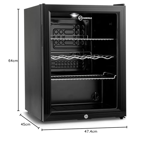 Super65 LED - Table-Top Fridge | 65L Beer, Wine & Drinks Fridge | LED Light + Lock & Key | Energy Efficient (Black)