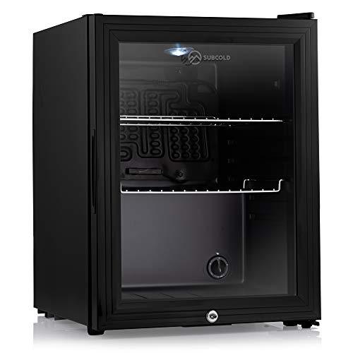 Subcold Super35 LED - Mini Fridge | 35L Glass Door Beer, Wine & Drinks Fridge | LED Light + Lock and Key | Energy Efficient (Black)