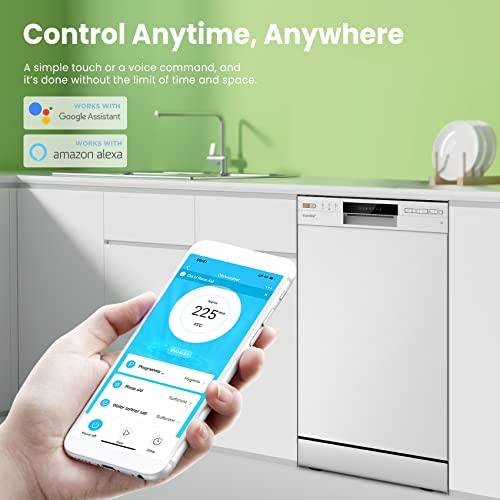 COMFEE' Slimline Freestanding Dishwasher FD934B-W with 9 place settings, Cloud Wash, Delay Start, Half Load Function, Flexible Racks - White