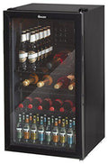 Swan 80L Glass Fronted Undercounter Freestanding Beverage/Drinks Fridge for Wine, Drinks & Snacks, 85W, SR12030BN, Black