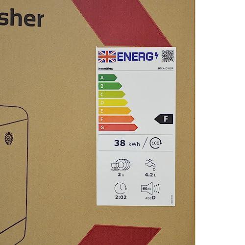 Hermitlux Mini Table Top Dishwasher, Countertop Dishwasher with 6 Programmes, 4 Place Settings, 5L Built-in Water Tank, Touch Control, Baby Care & Fruit Wash - White