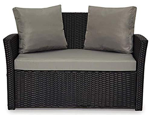EVRE 4 Seater Rattan Garden Furniture Sofa Armchair Roma Set with Coffee Table Wicker Weave Conservatory (Black With Premium Cover)