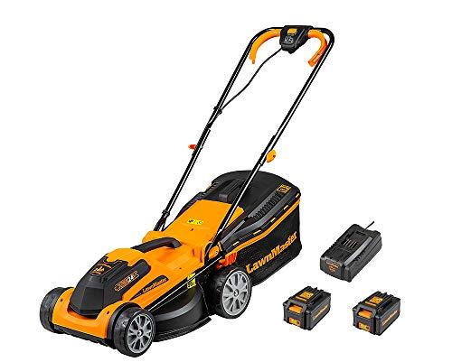 LawnMaster MX 24V 34cm Cordless Lawnmower Plus Spare Battery, MX 24V 4.0Ah Lithium Ion Battery and Fast Charger - With Rear Roller (34cm Mower)