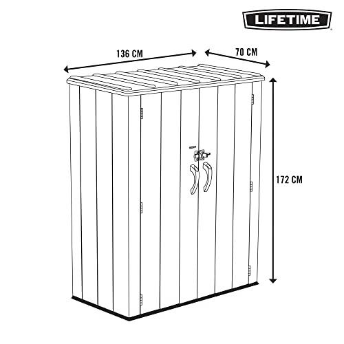 Lifetime 60209 Vertical Storage Shed (53 Cubic feet), Roof Brown, 74 x 142 x 174 cm
