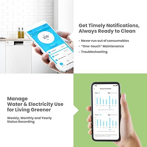 COMFEE' Slimline Freestanding Dishwasher FD934B-W with 9 place settings, Cloud Wash, Delay Start, Half Load Function, Flexible Racks - White