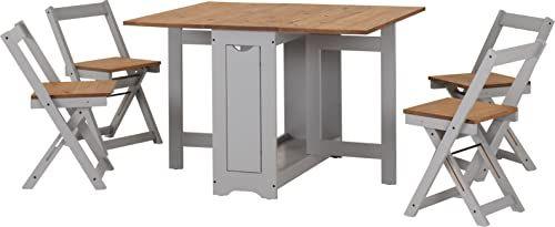 Seconique Santos Butterfly Folding Dining Set, Grey, Grey & Pine