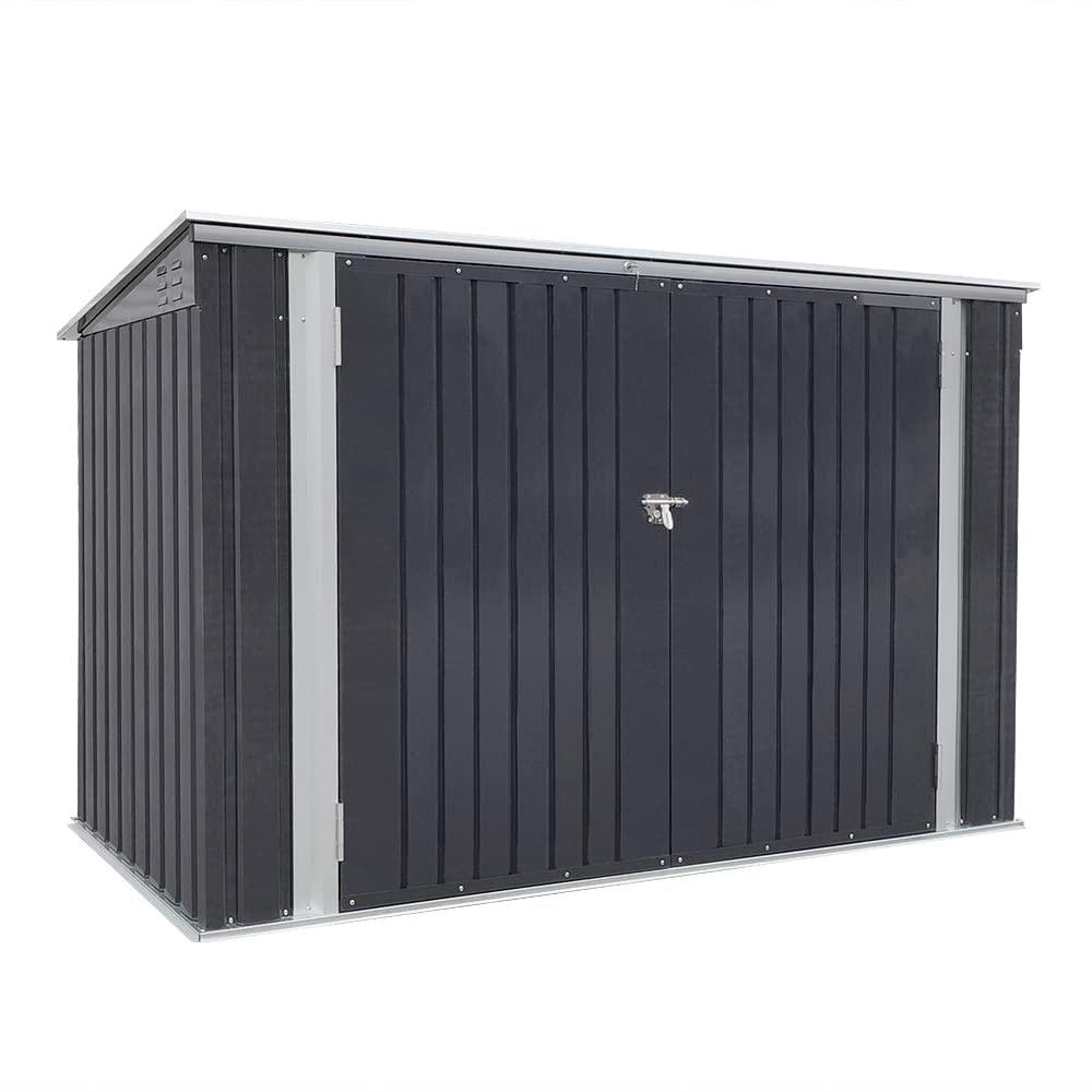 Panana Garden Storage Shed Bike Metal Pent Tool Shed House Galvanized Steel Can Put 3-4 Bicycles (D105x W210x H130cm)