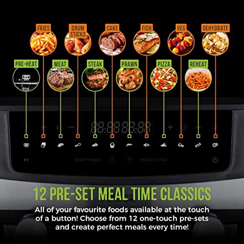 Tower T17088 Vortx 9L Duo Basket Air Fryer with Smart Finish, 2600W Power, Black