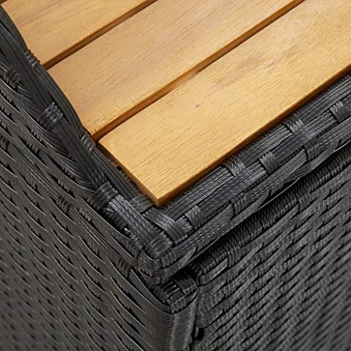 vidaXL Garden Storage Bench Poly Rattan Outdoor Cabinet Multi Box Garden Patio Bench Cushion Storage Box Chest Container 120cm Black