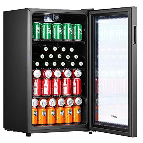 COMFEE' RCZ96BG1(E) Under Counter Beer Fridge, 93L Beverages & Drinks Fridge, LED Light, Removable Shelves, Economic Energy