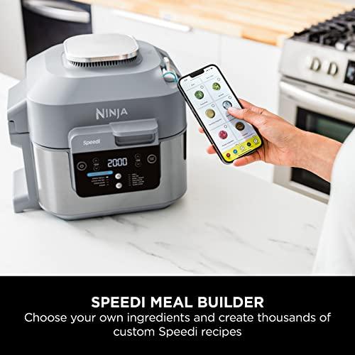 Ninja Speedi 10-in-1 Rapid Cooker, Air Fryer and Multi Cooker, 5.7L, Meals for 4 in 15 Minutes, Air Fry, Steam, Grill, Bake, Roast, Sear, Slow Cook & More, Cooks 4 Portions, Sea Salt Grey, ON400UK