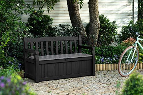 Keter Eden Bench 265L Outdoor Garden Storage Box Garden Furniture - Graphite and Grey