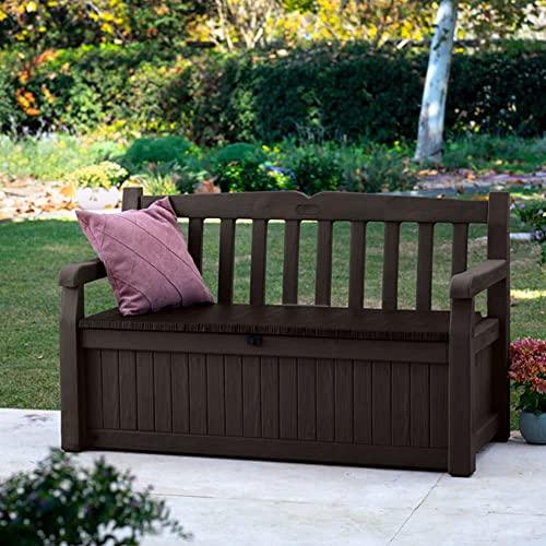 GARDEN BENCH + UNDER STORAGE KETER 140CM RESIN PATIO FURNITURE 265L LOCKABLE