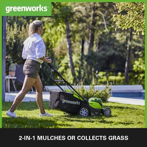Greenworks G40LM41K2X Cordless Lawnmower for Lawns up to 500m², 41cm Cutting Width, 50L Bag, Two of 40V 2Ah Batteries & One Charger, 3 Year Guarantee