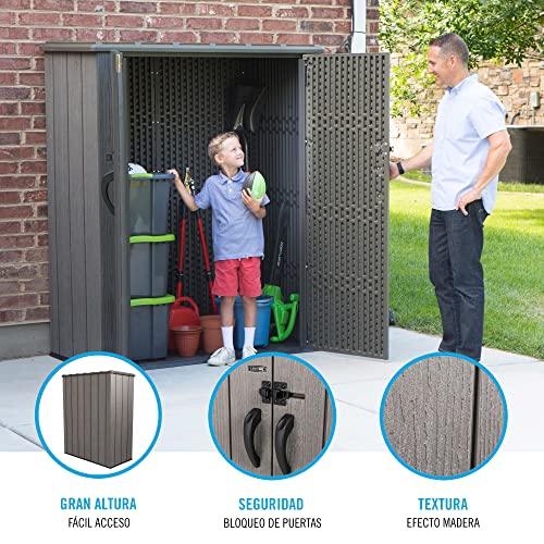 Lifetime 60209 Vertical Storage Shed (53 Cubic feet), Roof Brown, 74 x 142 x 174 cm