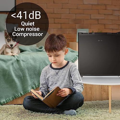 CHiQ CSD31D4EU, 31L, Mini Fridge Freezer, E, Dual Purpose, 0°C to 10°C, -18°C to -24°C, 4 Star Freezing, for TableTop, 12-Year Compressor Service, Black, 2023 New